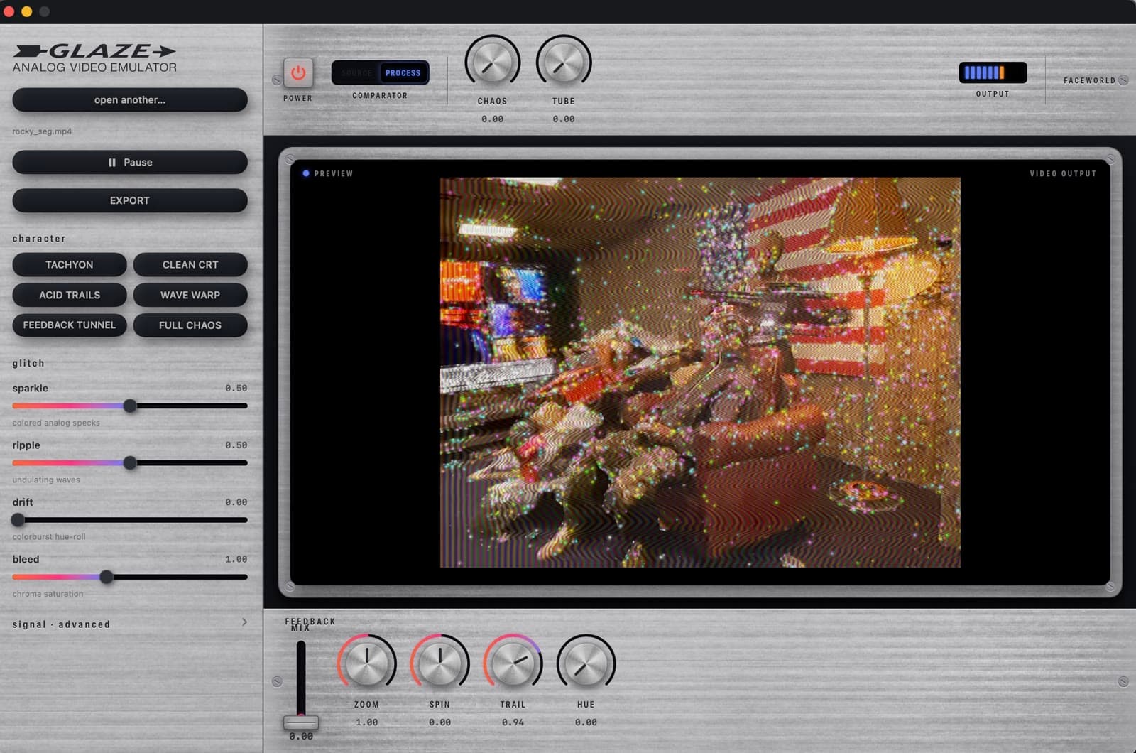 GLAZE — analog video emulator interface